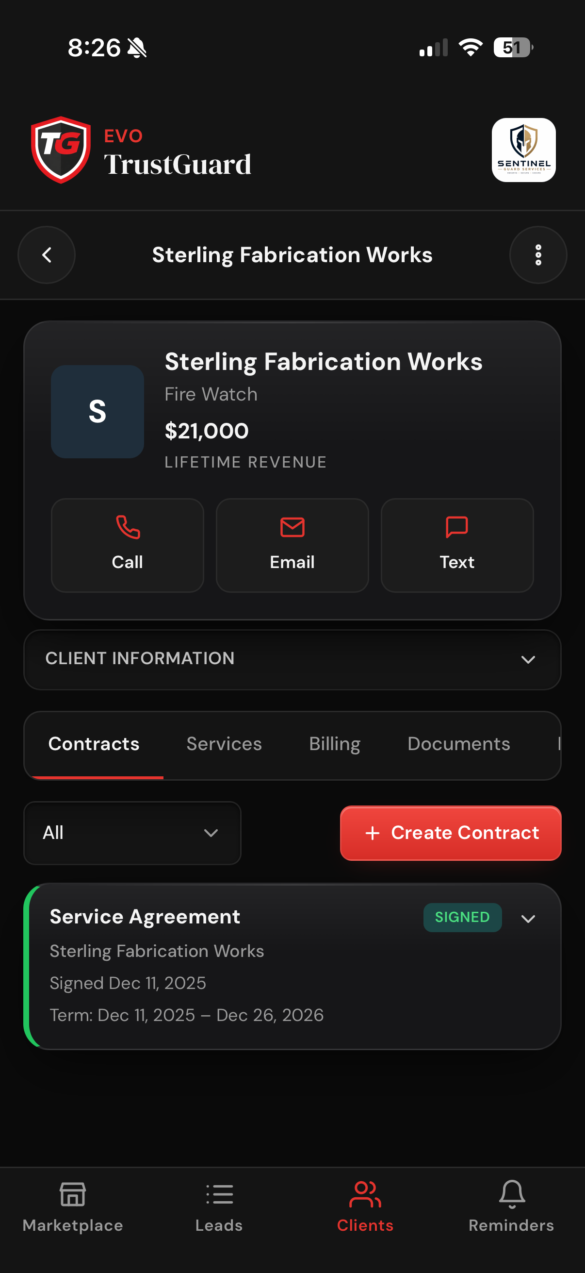 Contracts on the client record
