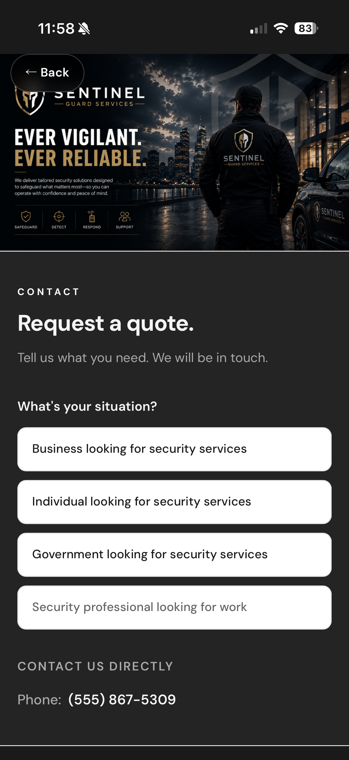 Public company profile page