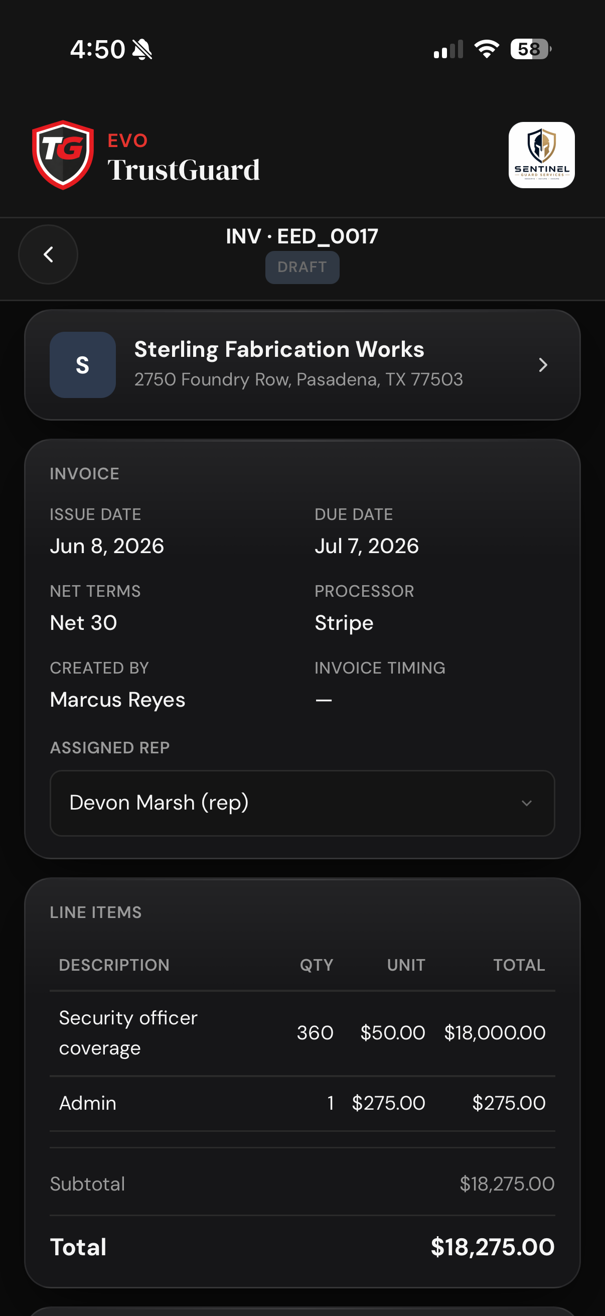 Invoice detail